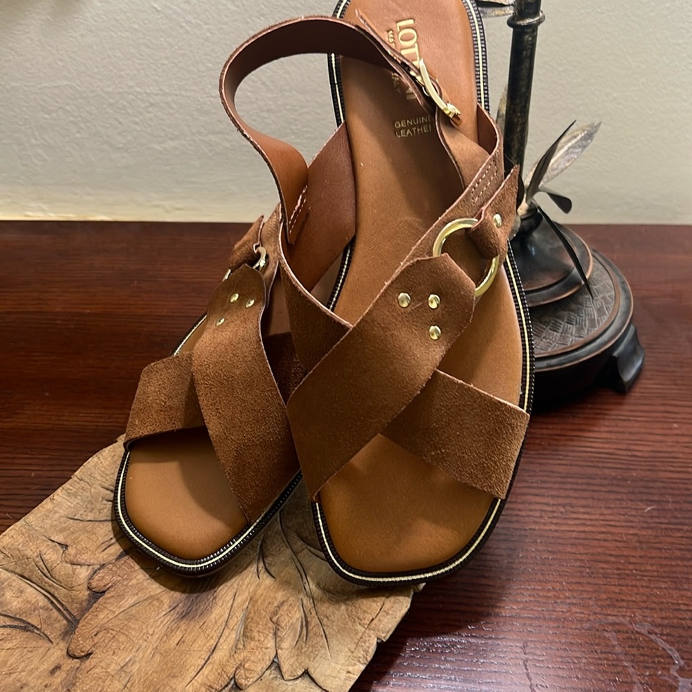 Lottini Brown Leather Sandals Sz 9 NW
